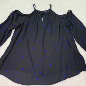 Women's Black and Blue Starry Top